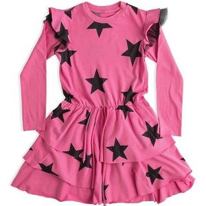 Nununu pink dress black stars